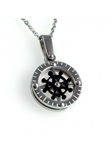 Collana con timone in acciaio