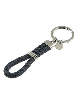 Portachiavi uomo pelle blu acciaio prt0279