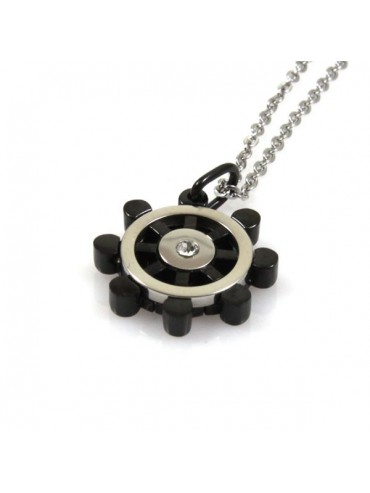 Collana con timone in acciaio