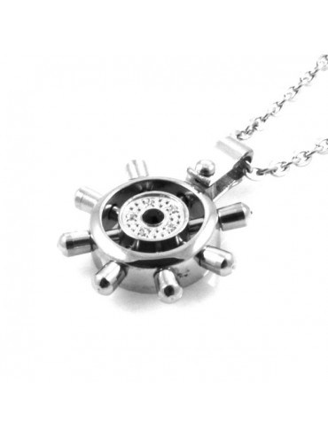 Collana con timone in acciaio