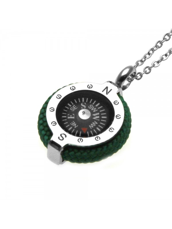 collana uomo con bussola marinara in acciaio - cll1636