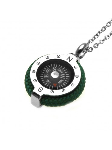collana uomo con bussola marinara in acciaio - cll1636