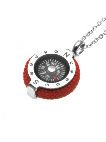 collana uomo con bussola marinara in acciaio - cll1639