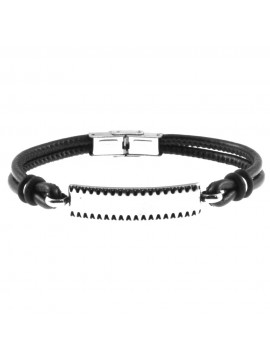 bracciale pelle uomo piastra acciaio bcc2758