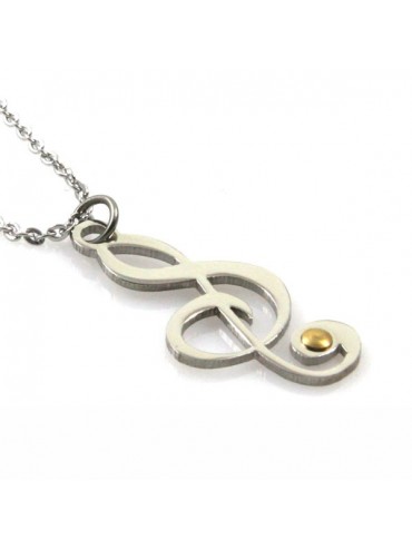Collana con chiave di sol o violino in acciaio