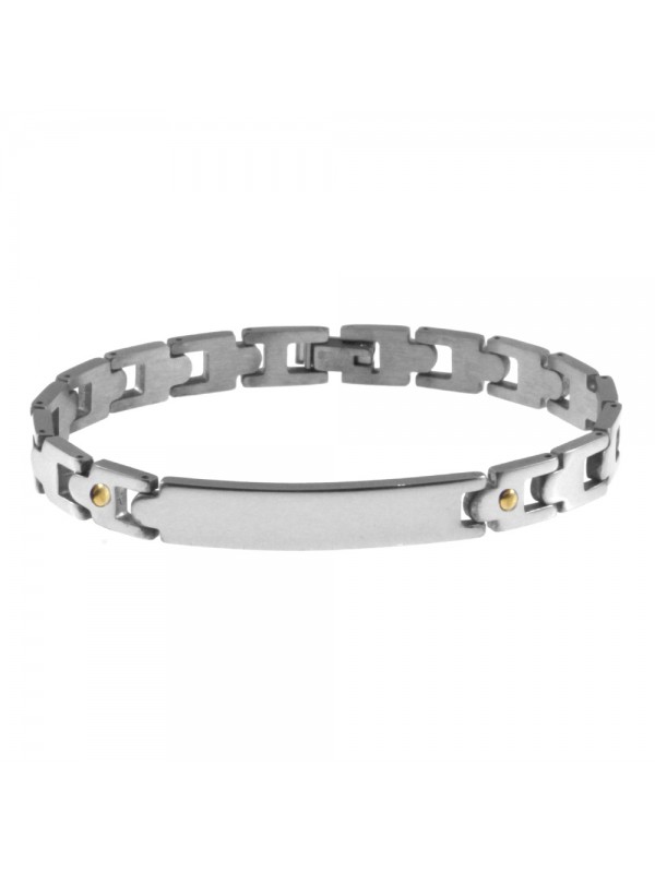 bracciale uomo acciaio e oro con piastra bcc2764