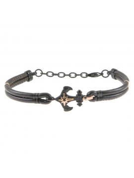 bracciale uomo ancora acciaio pelle bcc2769