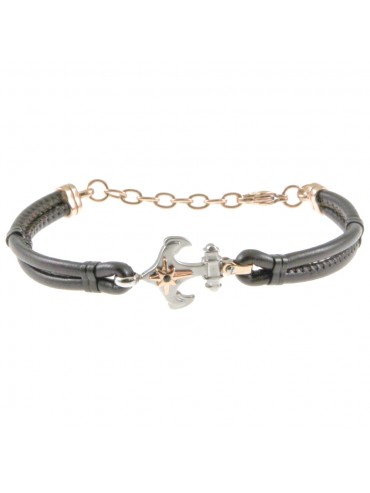 bracciale uomo ancora acciaio pelle bcc2770