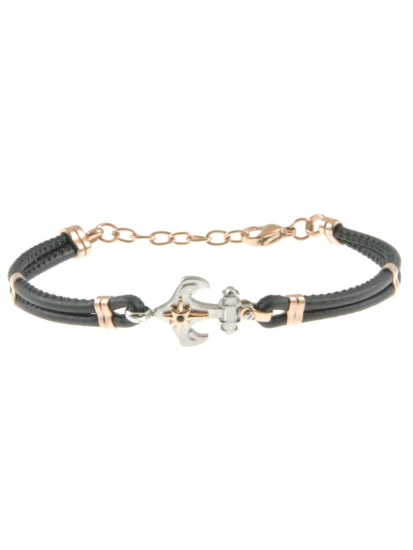 bracciale uomo ancora acciaio pelle bcc2773
