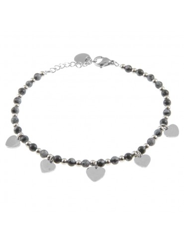 bracciale cuoricini donna acciaio pietre bcc2781