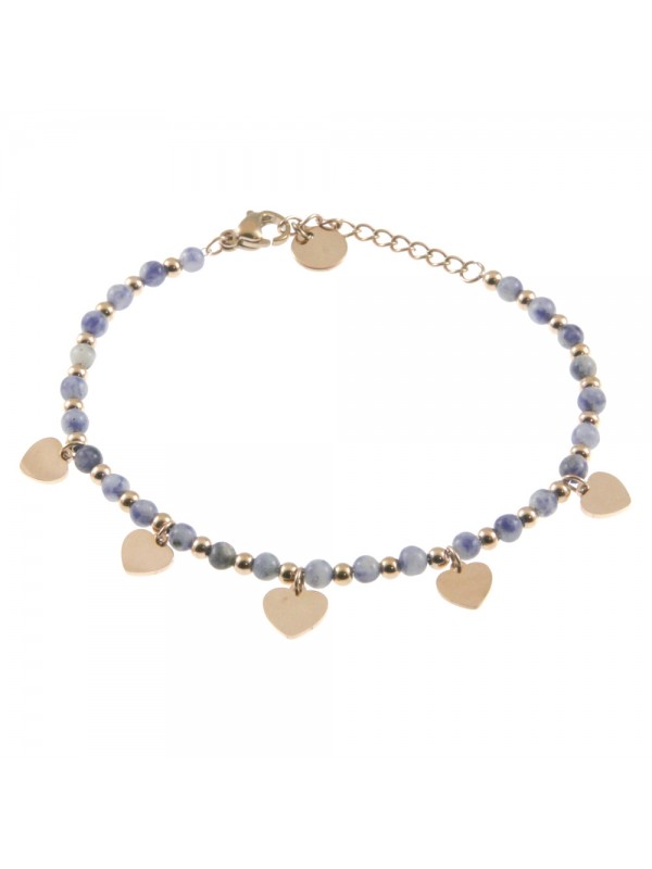 bracciale cuoricini donna acciaio pietre bcc2787