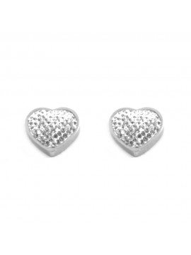 orecchini cuore donna in acciaio e strass a vite