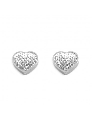 orecchini cuore donna in acciaio e strass a vite