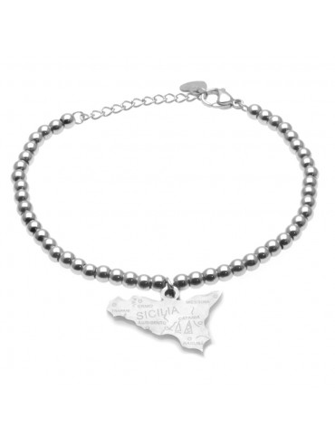 Bracciale sicilia in acciaio con scritte bcc2831