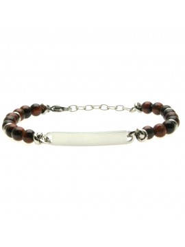 Bracciale uomo piastra per incisione acciaio e pietre bcc1064