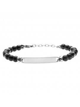 Bracciale uomo piastra per incisione acciaio e pietre bcc1066