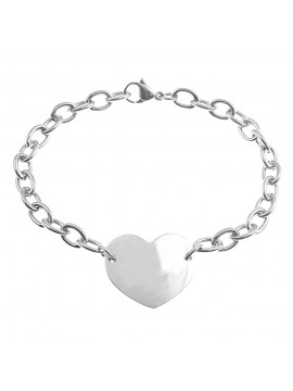 Bracciale donna in acciaio con cuore ottimo da incidere