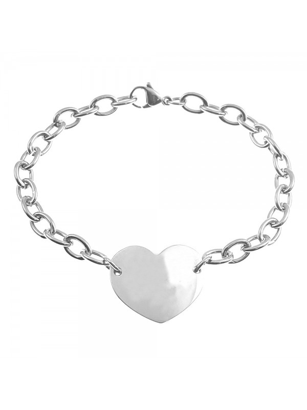 Bracciale donna in acciaio con cuore ottimo da incidere