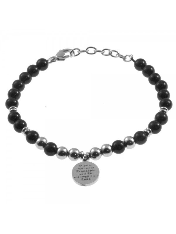 Bracciale papà con frase acciaio e pietre bcc2880