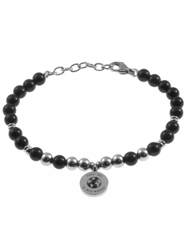 Bracciale papà con frase acciaio e pietre bcc2882