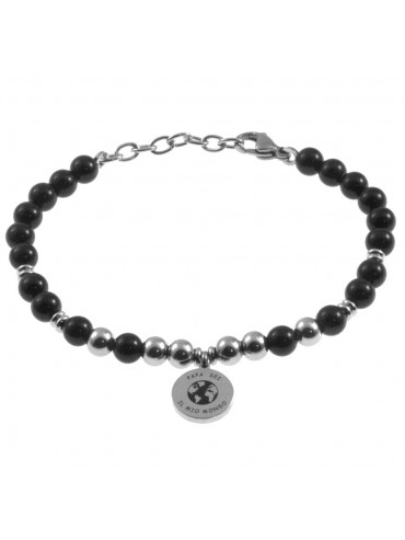 Bracciale papà con frase acciaio e pietre bcc2882