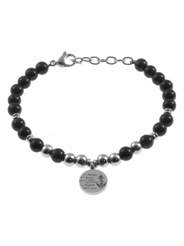 Bracciale papà con frase acciaio e pietre bcc2884