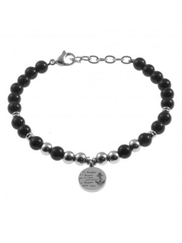 Bracciale papà con frase acciaio e pietre bcc2884