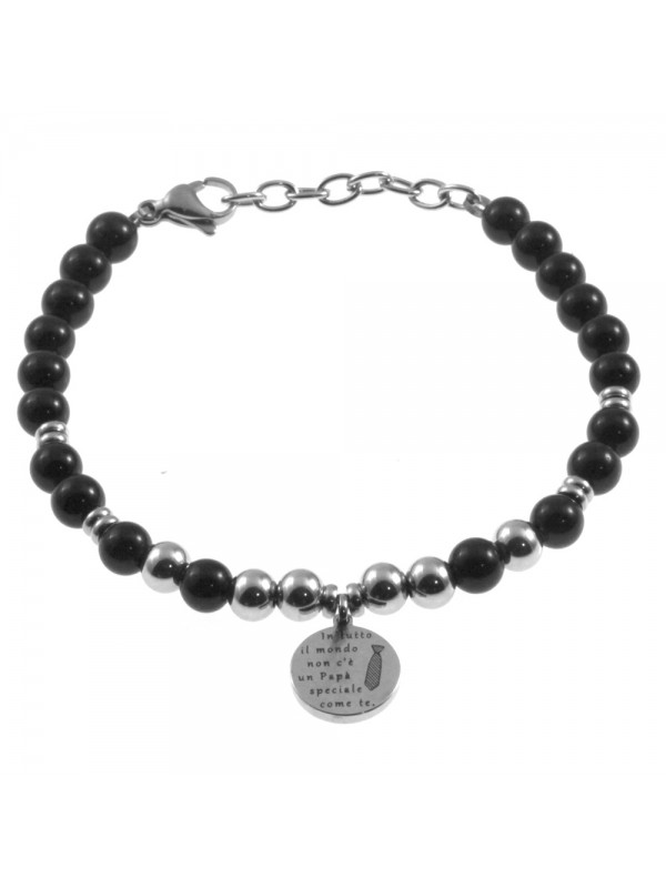 Bracciale papà con frase acciaio e pietre bcc2886