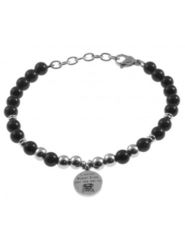 Bracciale papà con frase acciaio e pietre bcc2887
