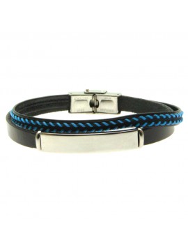 bracciale pelle uomo piastra acciaio bcc2904