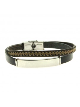 bracciale pelle uomo piastra acciaio bcc2905