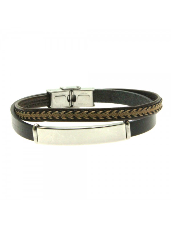bracciale pelle uomo piastra acciaio bcc2905