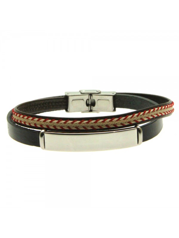 bracciale pelle uomo piastra acciaio bcc2906