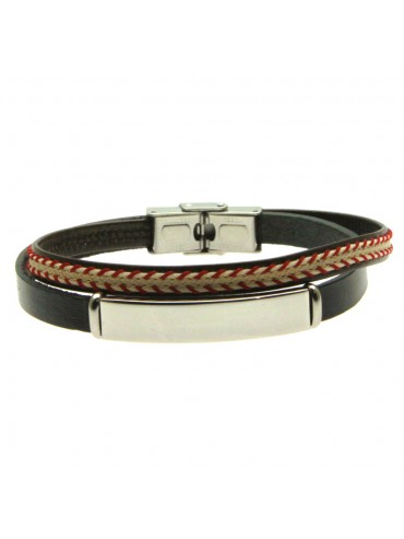 bracciale pelle uomo piastra acciaio bcc2906