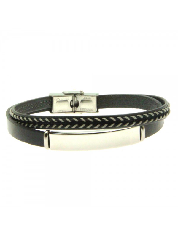 bracciale pelle uomo piastra acciaio bcc2908