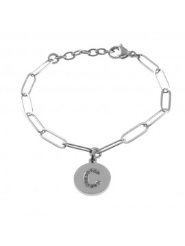 bracciale lettera iniziale c in acciaio bcc2842