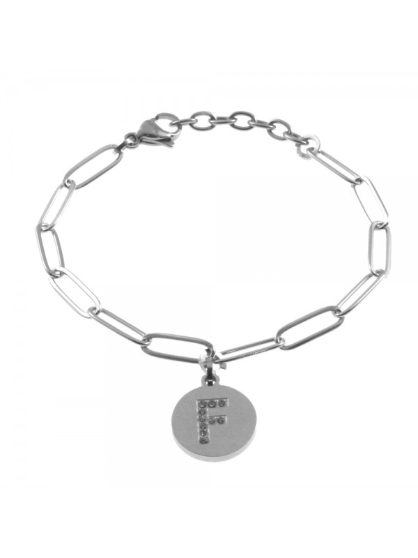 bracciale lettera iniziale f in acciaio bcc2845