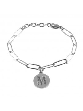 bracciale lettera iniziale m in acciaio bcc2851