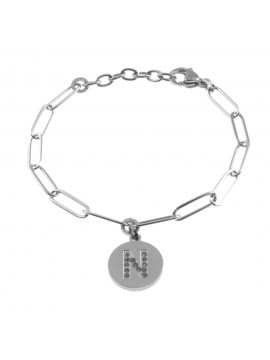 bracciale lettera iniziale n in acciaio bcc2852
