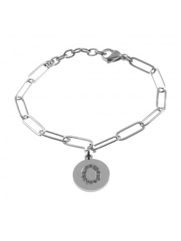 bracciale lettera iniziale o in acciaio bcc2853