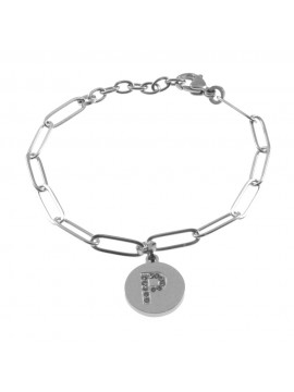 bracciale lettera iniziale p in acciaio bcc2854