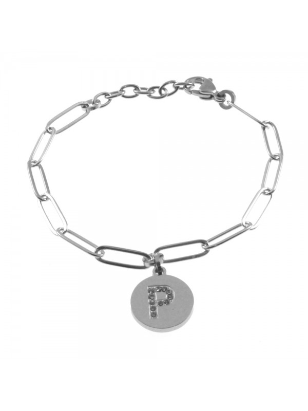 bracciale lettera iniziale p in acciaio bcc2854