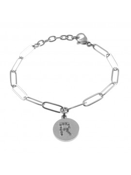 bracciale lettera iniziale r in acciaio bcc2855