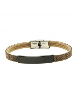 Bracciale pelle pitonata uomo e piastra acciaio bcc2893