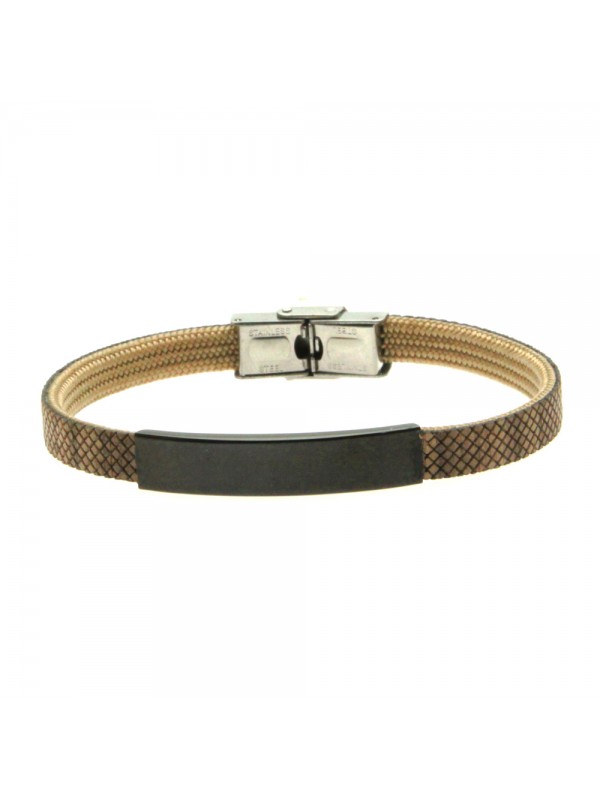 Bracciale pelle pitonata uomo e piastra acciaio bcc2893