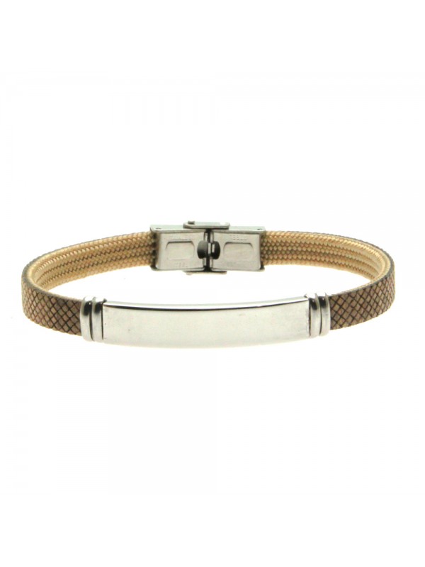Bracciale pelle pitonata uomo e piastra acciaio bcc2894