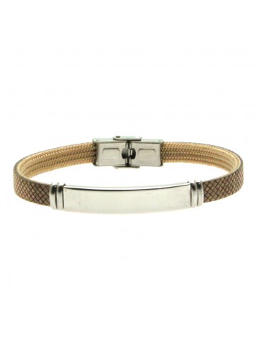 Bracciale pelle pitonata uomo e piastra acciaio bcc2894