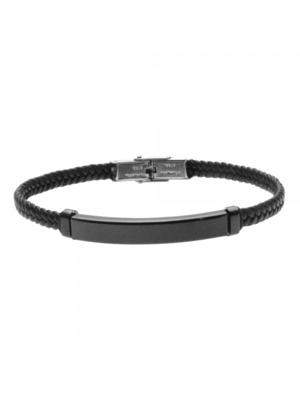 bracciale pelle uomo piastra acciaio bcc2915
