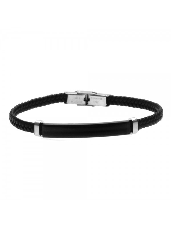 bracciale pelle uomo piastra acciaio bcc2916