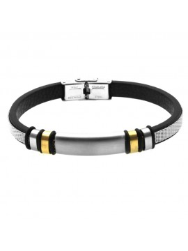 bracciale uomo pelle acciaio con piastra bcc2923